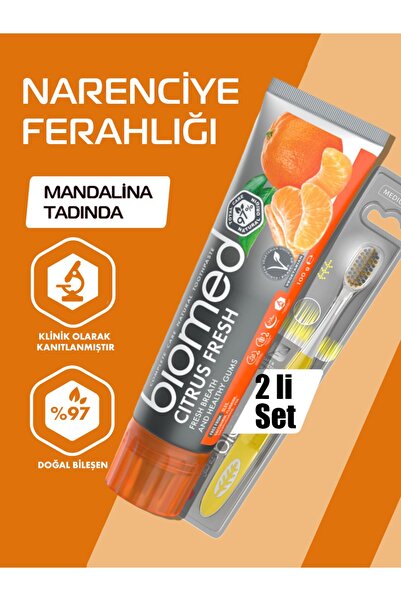 Biomed Citrus Fresh Diş Macunu Ve Silver Diş Fırçası 2li Set ( Doğal Bitkisel Vejeteryan Florürsüz )