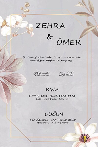 Belinay Düğün Davetiyesi 106 04 (100 ADET)