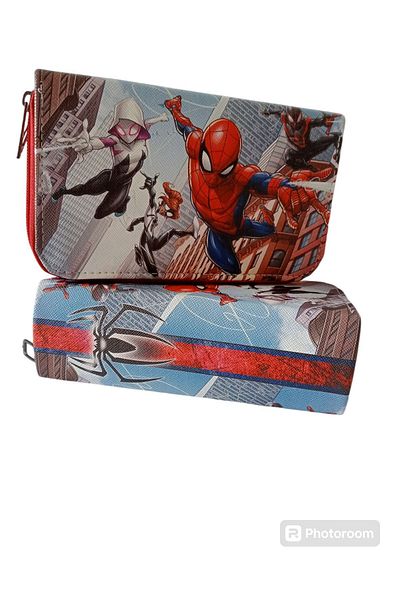 PartAntalya Spiderman Spiderman Themed 3 Compartment Pencil Case Pen Holder Vegan Leather (3 Eyes Pen Holder)