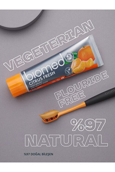 Biomed Citrus Fresh Diş Macunu Ağız Kokusu Etkili Narenciye Doğal Bitkisel Florürsüz Vejeteryan 3 Adet