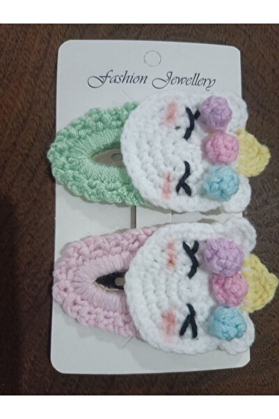 Handmade Örgü Unicorn Çıt Çıt Toka 2'li