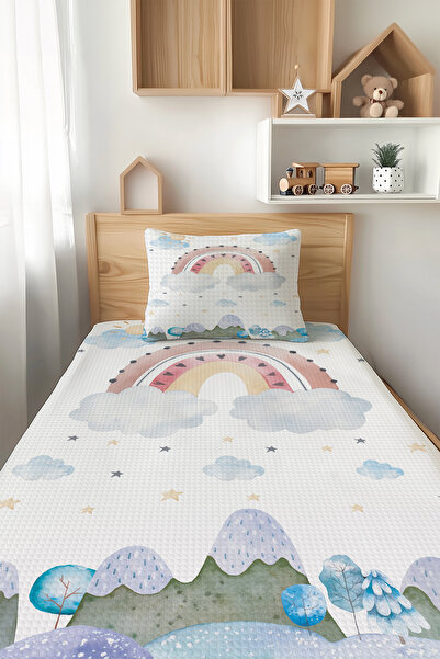 Talia Home طقم بيكيه فردي للأطفال بنمط قوس قزح من Clouds TLAP-309