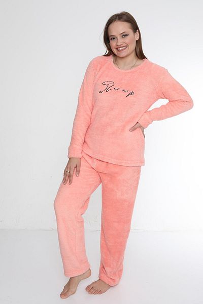 FAMES PİJAMA Wellsoft Thick Winter Fleece Women's Pajama Set