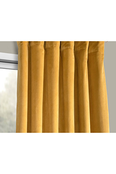 Evdepo Home Crown Dark Yellow Solid Color Background Curtain, Pleat-Free Flat Planting, Extra-Former Drawstring, Single Wing