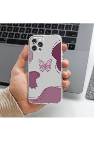 SHOWLIGHT Xiaomi Mi 11 Lite Uyumlu Pembe Kelebek Tasarımlı Premium Şeffaf Tel...