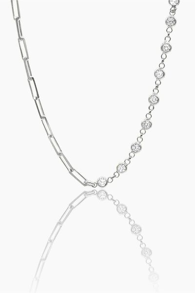 Jewel by Aila Koi Yarı Ataç Yarı Zirkon Taşlı Rhodium Kaplama Gümüş Kadın Zin...