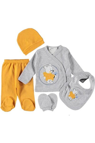 Bombinoo طقم ملابس مستشفى فاخرة للأطفال باللون الرمادي المرصع بالنجوم لحديثي ...