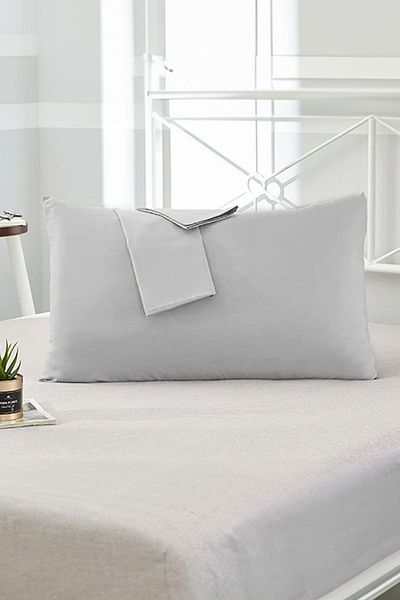EVA 2 Pieces Gray Cotton Ranforce Pillow Case - 50x70 Cm with Cover