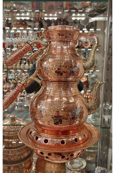 Bakır Center إبريق شاي نحاسي وإبريق شاي نحاسي مصنوع يدويًا من النحاس المزخرف ...