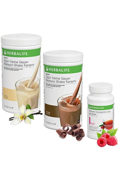 Herbalife Shake Vanilya 1 Çikolata 1  Çay Ahududu - Aloe ve Thermo