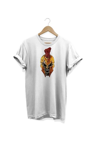 WİDİ سبارتا تي شيرت أبيض مطبوع