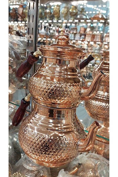 Bakır Center Bakır Çaydanlık El Işlemesi Dövmesi Nakışlı Gümüş Bakır Çaydanlık Büyük Aile Boy Bakır Demlik