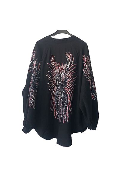 Orfeo Negro Black Embroidered Kimono Jacket - Women'S, Embroidered Style