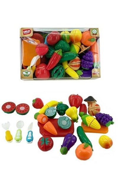 BİRLİK TOYS مجموعة لعبة بقال الخضار والفواكه القابلة للتقطيع مكونة من 41 قطعة