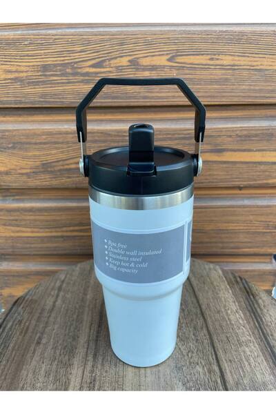 copo Vacum Mug IceFlow Flip Straw | Pipetli Termos Bardak 600ml Çelik