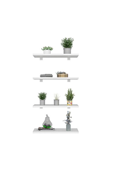 Ninnimo Asya 4'lü Beyaz MDF Uçan Duvar Rafı