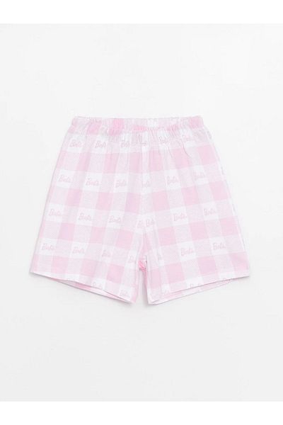 LC Waikiki LCW Παιδικό πουκάμισο με γιακά Barbie Σετ πιτζάμες με στάμπα για κορίτσια με σορτς