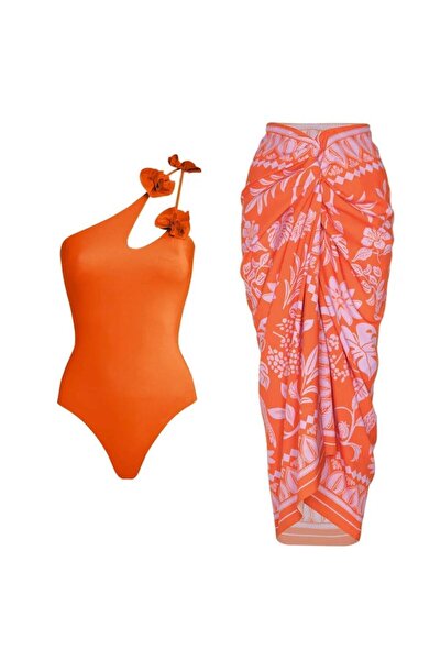 DESİGNEDBYD Yeni Kadın Mayo+pareo Etek Takım 2 Parça Up Set Bodysuit Plaj Moda Beachwear
