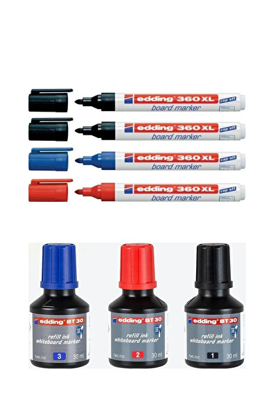 Edding Tahta kalemleri (2siyah,1mavi,1kırmızı) Mürekkep 30 Ml (e-bt30) 3 renk