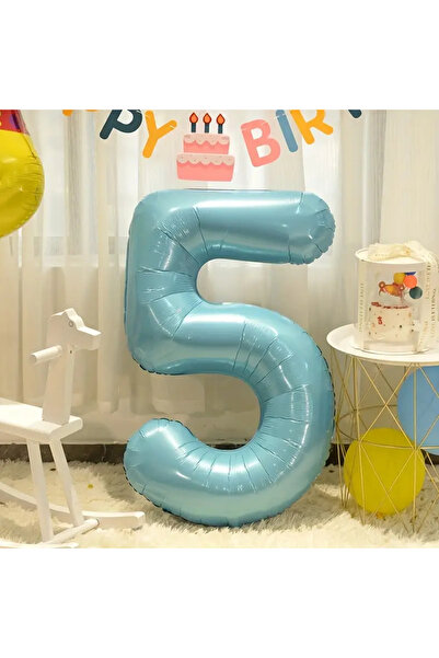 SURPRISE PARTY STORE 5 Rakam Balon Mavi Renk Folyo Balon 76 cm 34 inç Helyum ...