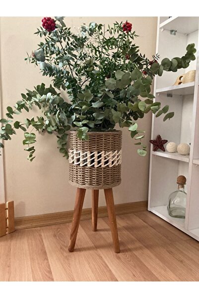 Genel Markalar Hasır Çiçeklik Ayaklı Konik Sepet Saksı