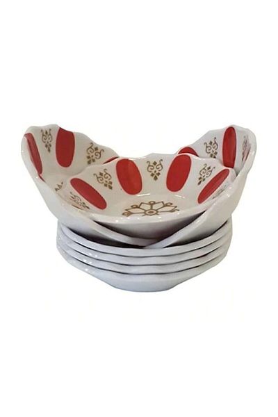 Porland Por1989 Porcelain Tea Plate 6 Pieces Red Coffee Shop