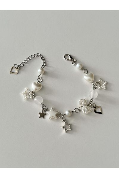 sleyshop Star Heart Moonstone - Pearl Bow Coquette Bracelet