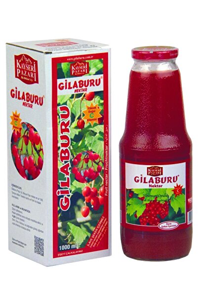 Kayseri Pazarı Gilaburu Suyu Nektarı KIRILMAZ KARGO 1 Litre Cam Şişe