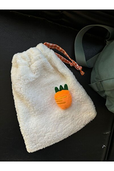 Sumicorn Design Sevimli Peluş Pötikareli Astarlı Büzgülü Ipli Düzenleyici Kese Makyaj Çantası Bez Poşet