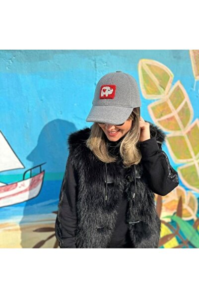 DEAR HOME Kışlık beyzbol şapkası gri fil punch detaylı şapka