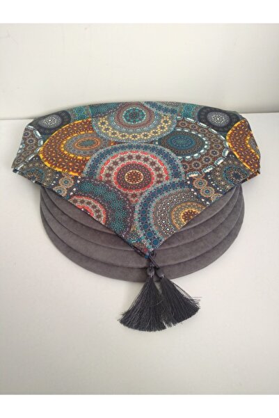 Ayşemce Αμερικανικό σετ σερβιρίσματος με αυθεντικό σχέδιο (4 γκρι σουπλά)