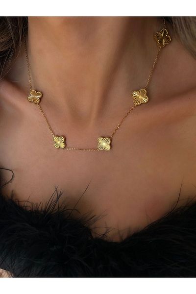 Liva Accessories قلادة الحمراء العتيقة - لون ذهبي غير مشوه، مضادة للحساسية، عالية الجودة