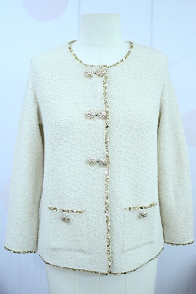 trikobis High Design Cardigan in Twist Knitwear with Bead Detail