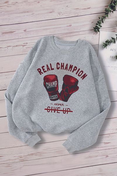 MYADA Детски суитшърт с качулка Champion Boxer Glove Print - голям размер, 14606