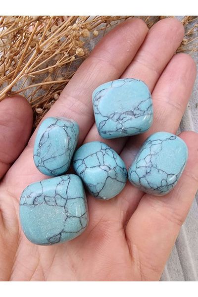Mystic Energy 1Pc Wallet Size Tumbled Natural Turquoise Stone | Natural Stone as a Gift |   Gift Natural Stone