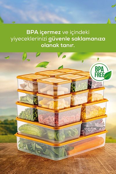 Vienev 19-Piece Orange Microwavable Refrigerator Organizer - Freeze Storage Container