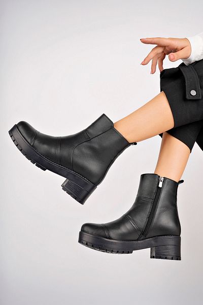 Deripabuc Genuine Leather Black Women's Leather Boots Trc-2503-1