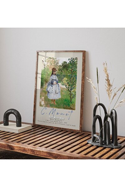 Sweetco Girl with Dog by Claude Monet Çerçevesiz Poster | Sanat Ressam Poster