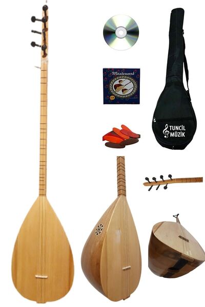 LORE Uzun Sap Bağlama Saz Maxi Set (su Geçirmez Kılıf,eğitim Cd,yedek Tel,mız...