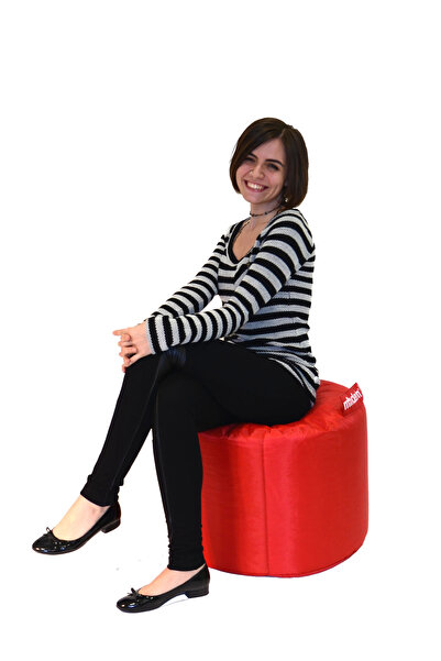 Dekoro Minderim Yuvarlak Puf 40x55x55 cm - Kırmızı