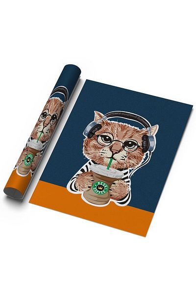 Sweetco Αφίσα χωρίς πλαίσιο Meow Coffee |   Αφίσα Καφέ Καφέ Κατούν