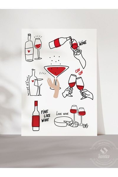 Sweetco Αφίσα Κουζίνας Wine Bar - Wine Lovers χωρίς Κάρυσμα