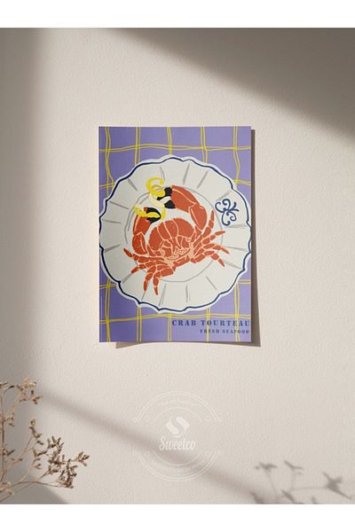 Sweetco Αφίσα Crab Tourteau χωρίς πλαίσιο |   Αφίσα κουζίνας Crab Pie