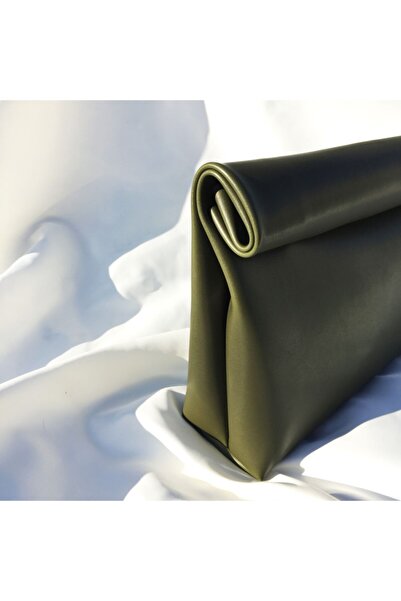 ETDesignBags Haki Suni Deri Clutch Çanta