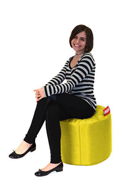 Dekoro Minderim Yuvarlak Puf 40x55x55 cm - Sarı