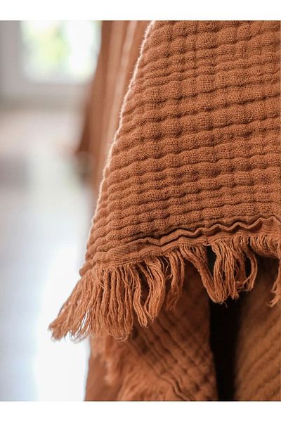 OTEXSA Tan Muslin Single Bedspread - Pike (160 X 200 cm) 4 Layers