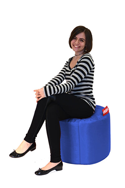 Dekoro Minderim Yuvarlak Puf 40x55x55 cm - Saks Mavisi