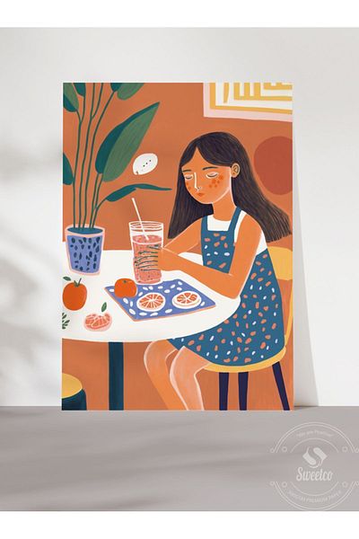 Sweetco Αφίσα χωρίς πλαίσιο Still Life Juice |   Πολύχρωμα φρούτα και χυμός Cafe Kitchen Αφίσα