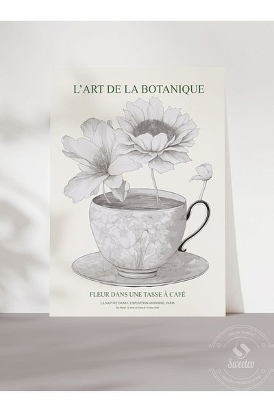 Sweetco Botanical Art L'art De La Botanique - Αφίσα καφέ λουλουδιών χωρίς πλαίσιο