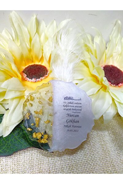 Murat Süs Tırtıklı Gold Epoksi Magnet Nikah Düğün Nişan Nikah Şekeri (30 ADET)